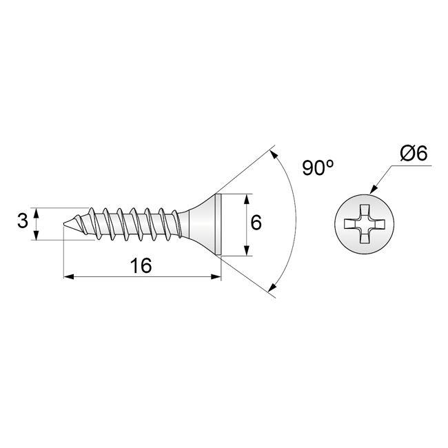 Holzschrauben PH1 3.0x16mm Weißer Zink (1000 stk.)