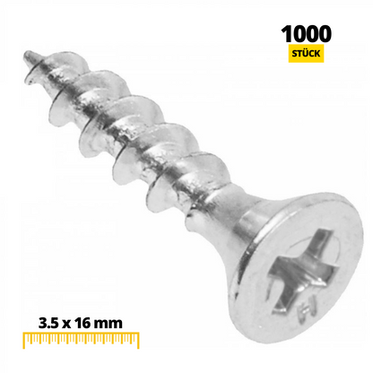 Holzschrauben PH2 3.5x16mm Weißer Zink (1000 stk.)