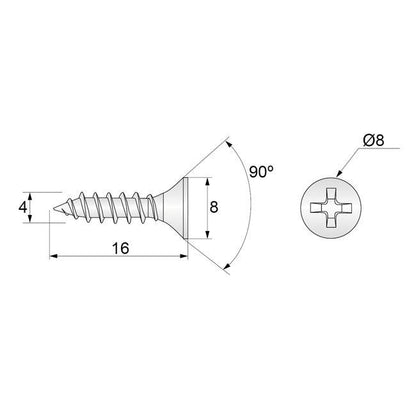 Holzschrauben PH2 4.0x16mm Weißer Zink (1000 stk.)
