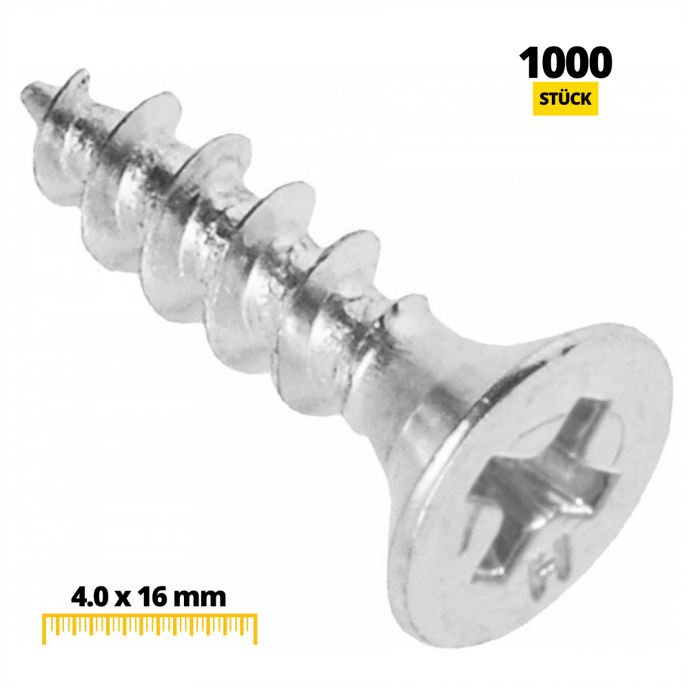 Holzschrauben PH2 4.0x16mm Weißer Zink (1000 stk.)