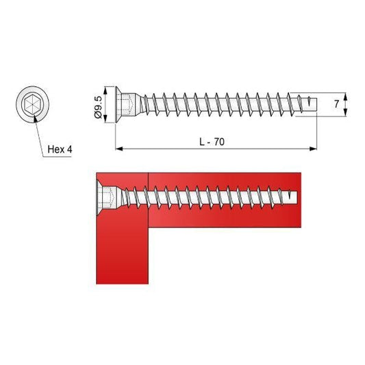 Möbelschraube - 7.0x70mm