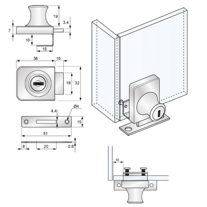 Schloss für Glastüren
