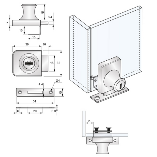 Schloss für Glastüren