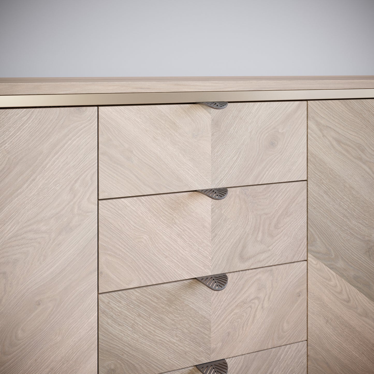 LEAF Edge Pull Möbelgriff 32mm (60mm Gesamtlänge) - Perlmutt Silber