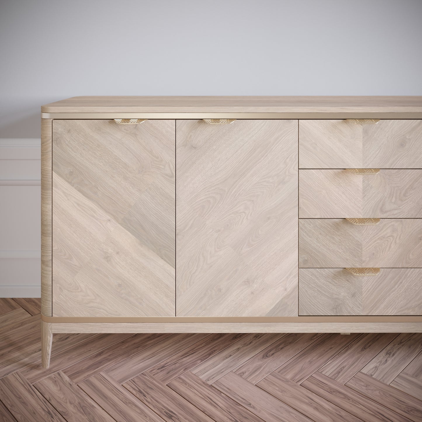 LEAF Edge Pull Möbelgriff 64mm (118mm Gesamtlänge) - Messing Gold