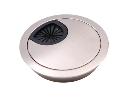 Metall-Kabeldurchführung mit Gummiloch - Gebürsteter Stahl Ø60mm