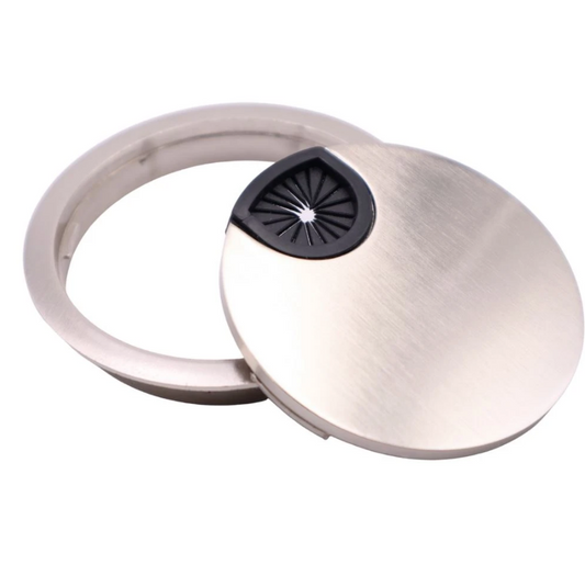 Metall-Kabeldurchführung mit Gummiloch - Gebürsteter Stahl Ø80mm