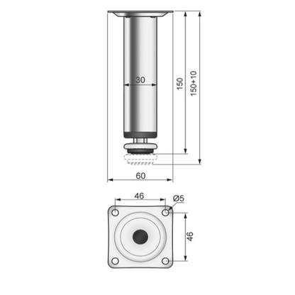 Möbelfüße Verstellbar 150mm - Chrom