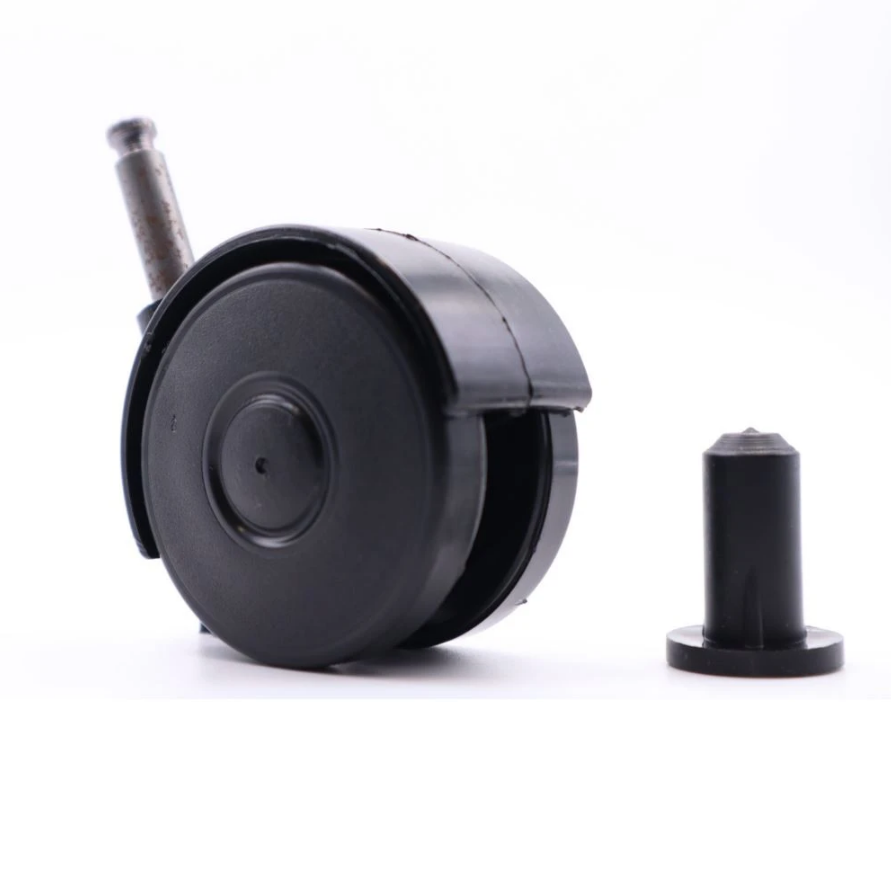 Möbelschwenkrad aus Kunststoff mit Montagestift 8mm und Hülse - Ø55mm