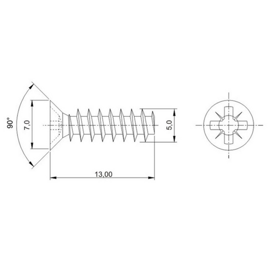 Holzschrauben PZ2 5.0x13mm Weißer Zink (100 stk.)