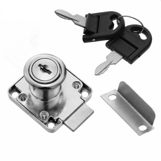 Quadratische Möbelschloss mit Schlüssel 19x22mm Klappschlüssel, Chrom