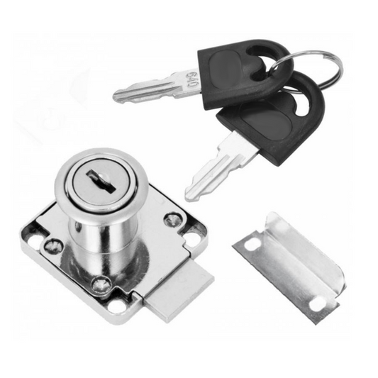 Quadratische Möbelschloss mit Schlüssel 19x22mm, Chrom