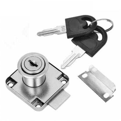 Quadratische Möbelschloss mit Schlüssel 19x22mm, Nickel