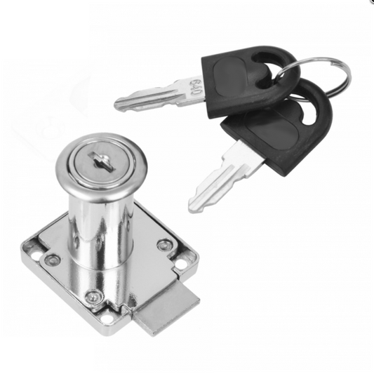 Quadratisches Möbelschloss mit Schlüssel 19x38mm, Chrom