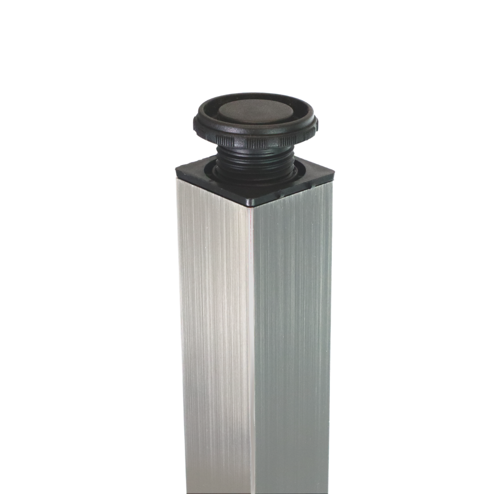 Quadratisches Tischbein 71 cm hoch, Gebürstetes Nickel, ZnAl Montageplatte