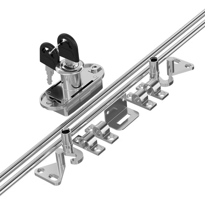 Schubstangenschloss 19x22mm, 2 Stäbe L-1000mm, Nickel