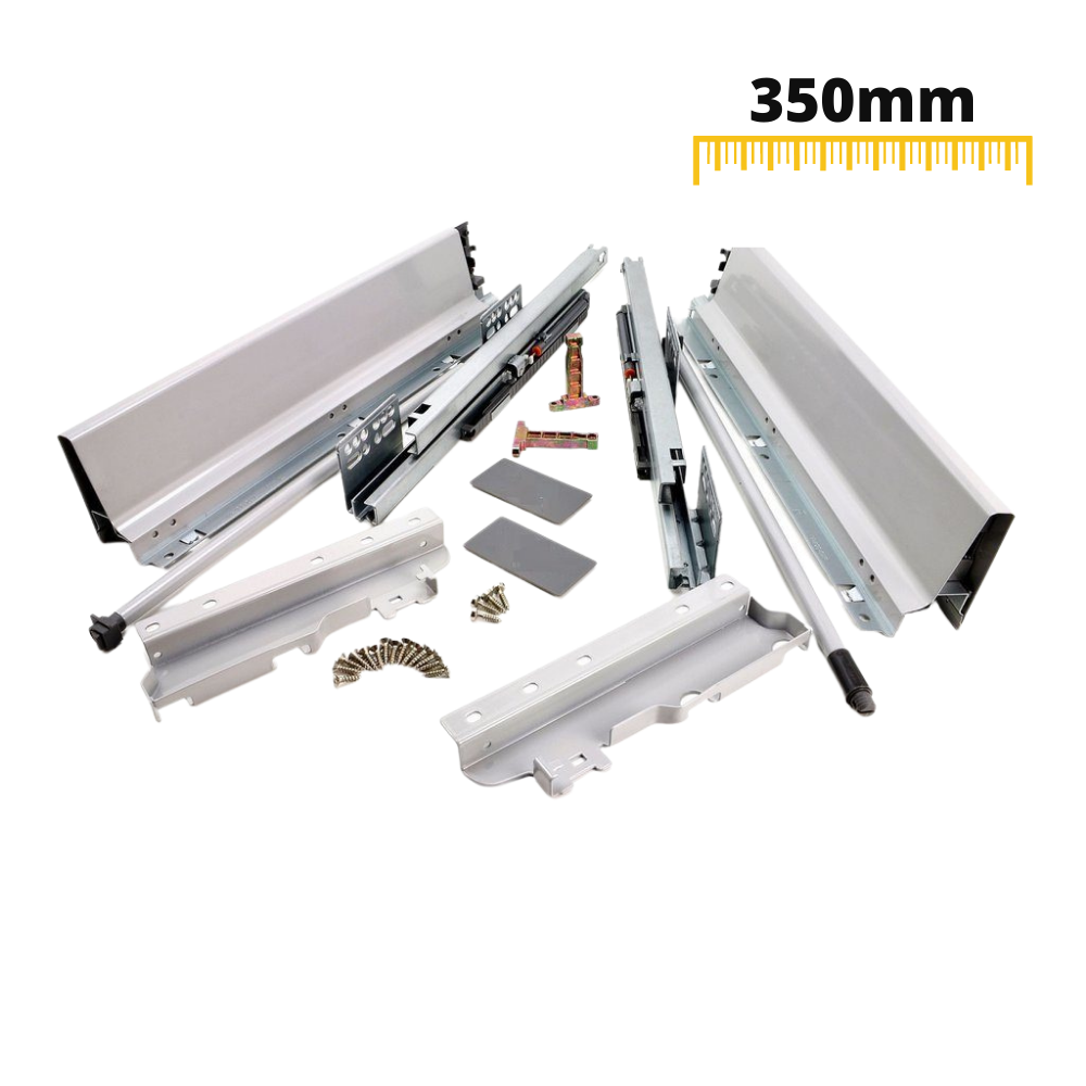 Soft-Close Schubladensystem, HOCH, H: 185mm, Grau 350mm