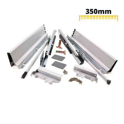 Soft-Close Schubladensystem, MITTEL, H: 142mm, Grau 350mm