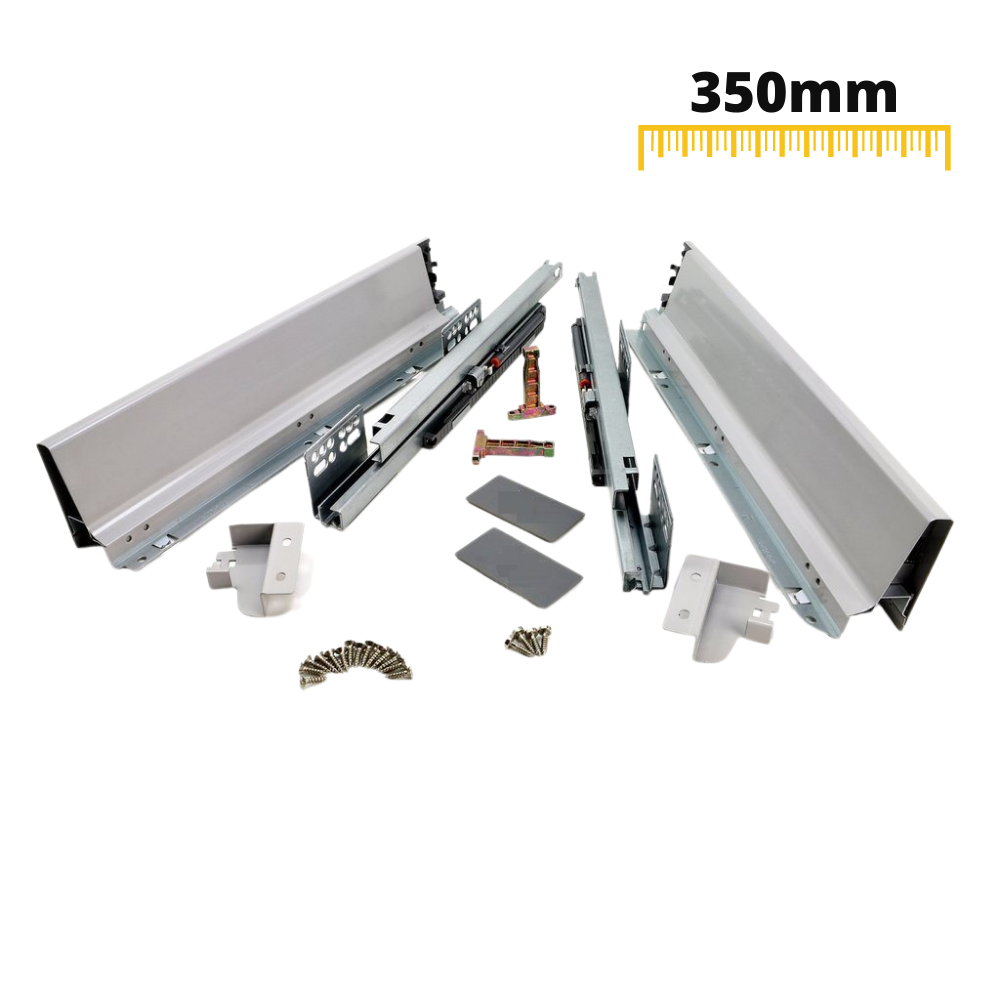 Soft-Close Schubladensystem, NIEDRIG, H: 68mm, Grau 350mm