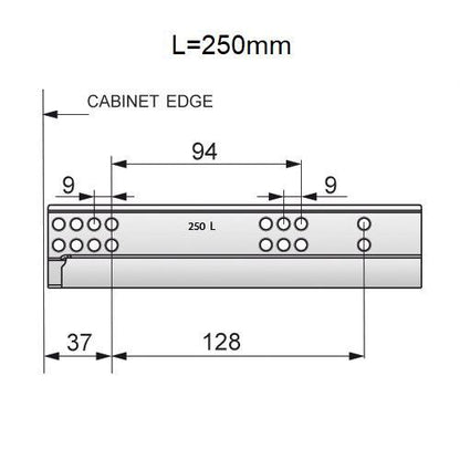 1 Satz Soft-Close Unterflurführungen Schubladenschienen, 3/4 Auszug