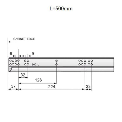 1 Satz Soft-Close Unterflurführungen Schubladenschienen, 3/4 Auszug