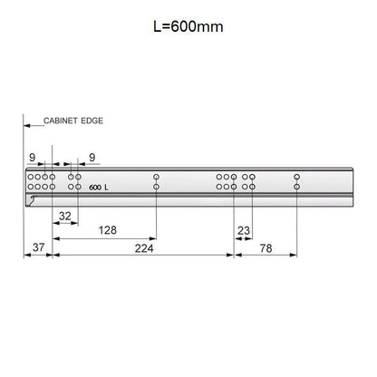 1 Satz Soft-Close Unterflurführungen Schubladenschienen, 3/4 Auszug