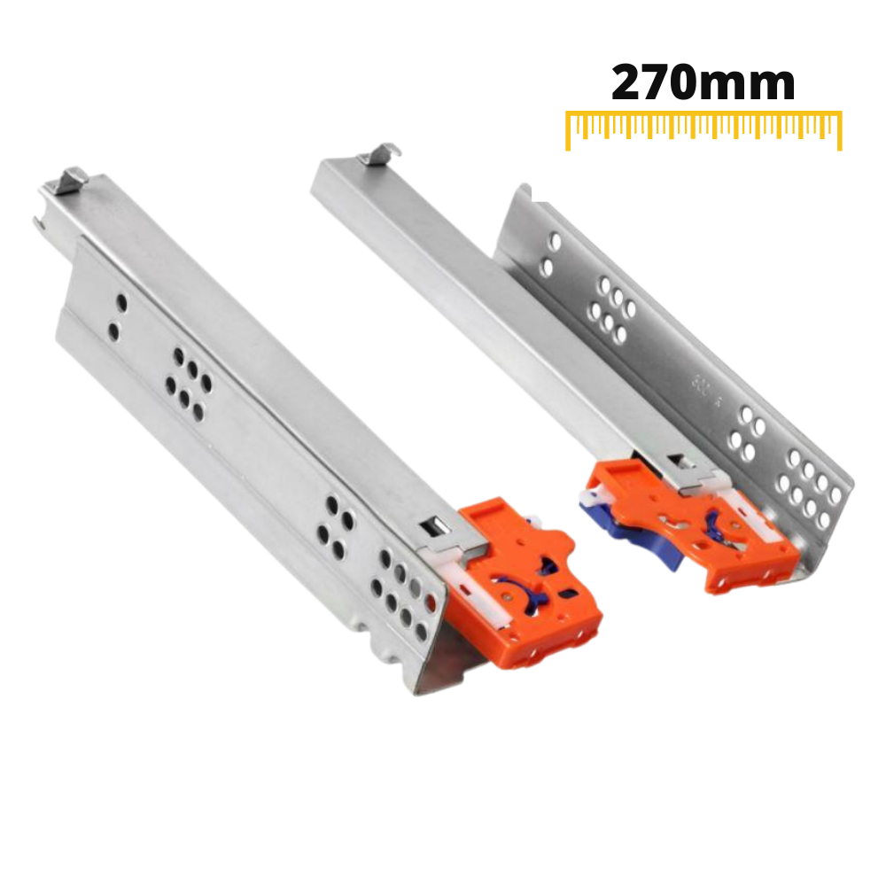 Soft-Close Unterflurführungen Schubladenschienen, Vollauszug 250mm - 600mm