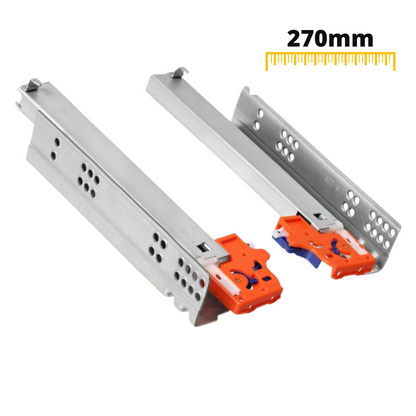 Soft-Close Unterflurführungen Schubladenschienen, Vollauszug 250mm - 600mm