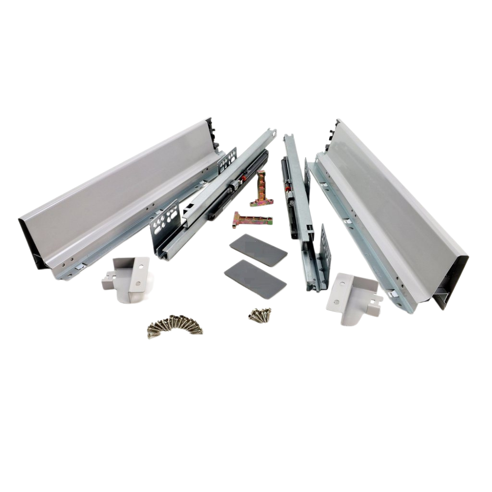 Soft-Close Schubladensystem, NIEDRIG, H: 68mm, Grau 350mm