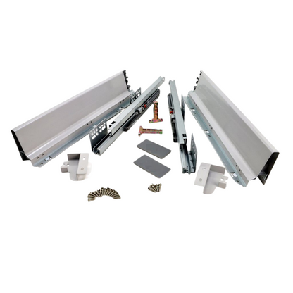 Soft-Close Schubladensystem, NIEDRIG, H: 68mm, Grau 350mm