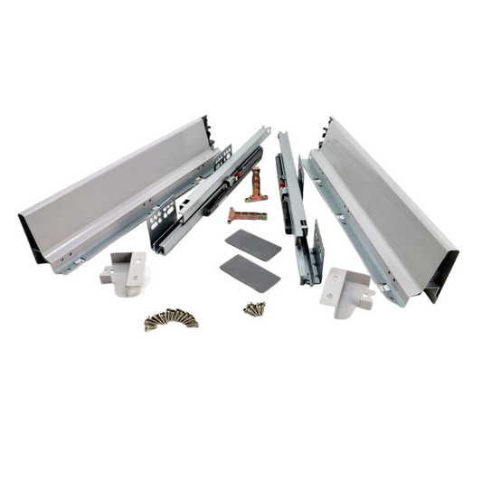 Soft-Close Schubladensystem, NIEDRIG, H: 68mm, Grau 350mm