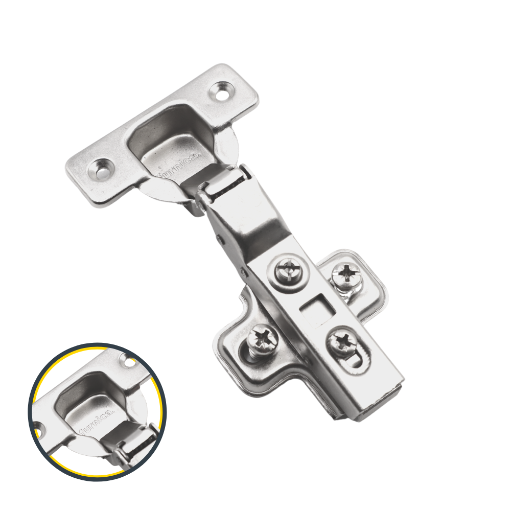 110° Soft-Close Scharnier Topfband, H0 Montageplatte mit EURO Schrauben, Mittelwandanschlag