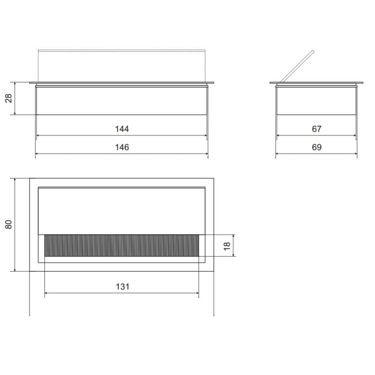 Aluminium Kabeldurchlass 160x80mm, Schwarz Furnica 