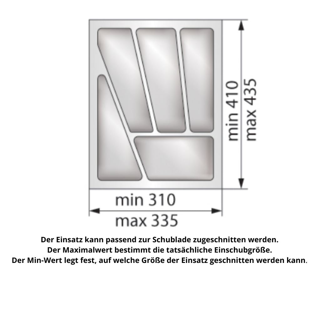 Besteckeinsatz für Schublade, Korpusbreite: 400mm, Tiefe: 430mm - Weiß
