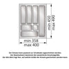 Besteckeinsatz für Schublade, Korpusbreite: 450mm, Tiefe: 490mm - Metallic