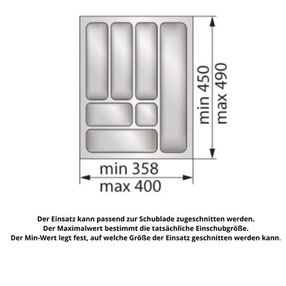 Besteckeinsatz für Schublade, Korpusbreite: 450mm, Tiefe: 490mm - Weiß Furnica 