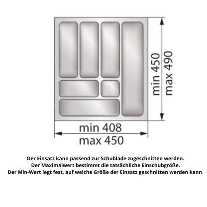 Besteckeinsatz für Schublade, Korpusbreite: 500mm, Tiefe: 490mm - Metallic Furnica 