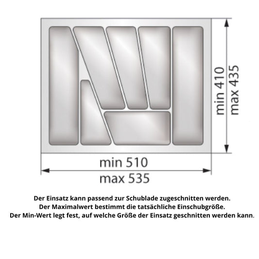 Besteckeinsatz für Schublade, Korpusbreite: 600mm, Tiefe: 430mm - Weiß Furnica 