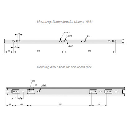 1 Satz Kugelführung Schubladenschienen, H35