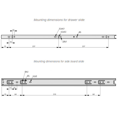 1 Satz Kugelführung Schubladenschienen, H35
