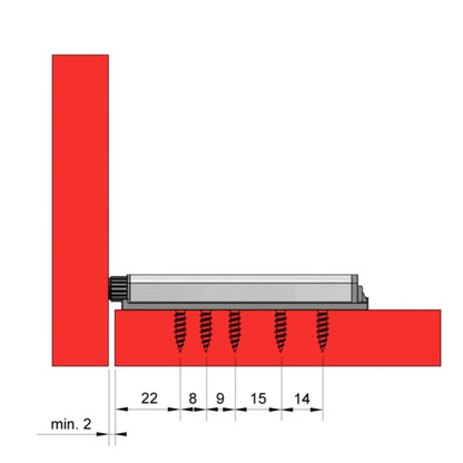 Push to Open-Verschluss - Federscharniere - mit Gummispitze Zink/Grau Furnica 