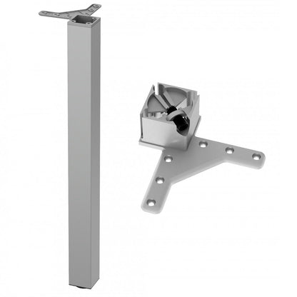 Quadratisches Tischbein 710mm, Aluminium, ZnAl Montageplatte Furnica 