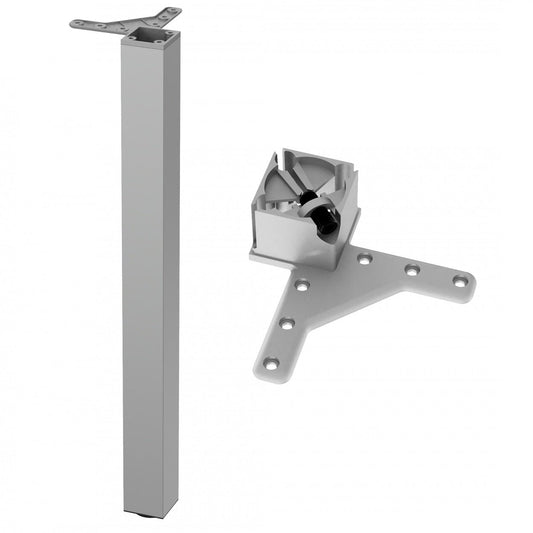 Quadratisches Tischbein 710mm, Aluminium, ZnAl Montageplatte Furnica 