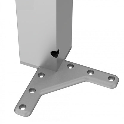 Quadratisches Tischbein 710mm, Aluminium, ZnAl Montageplatte Furnica 