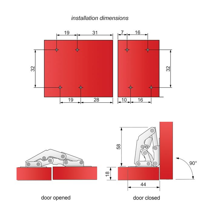 Scharnier typ "FROG" Ungedämpft Furnica 
