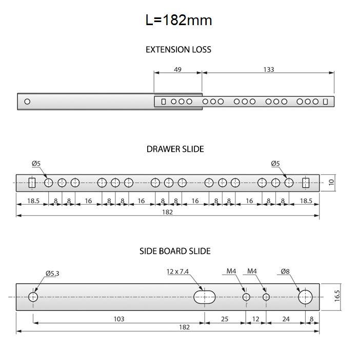1 Satz Kugelführung Schubladenschienen, H17