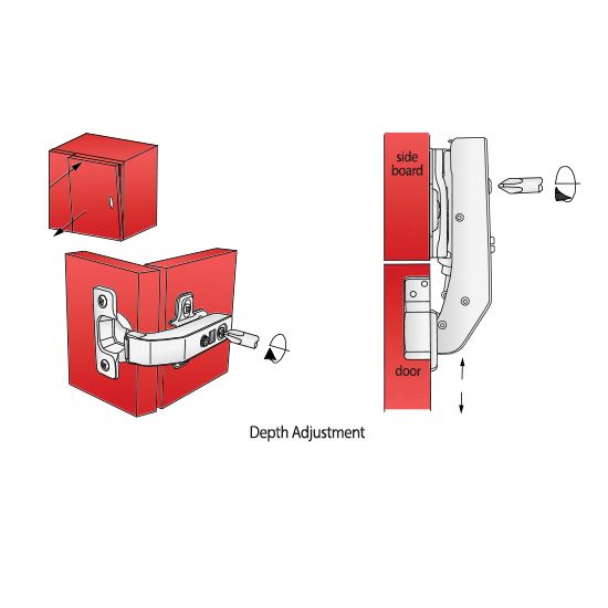 Soft-Close Scharnier Topfband, H2 Montageplatte mit EURO Schrauben für Paralleltüren