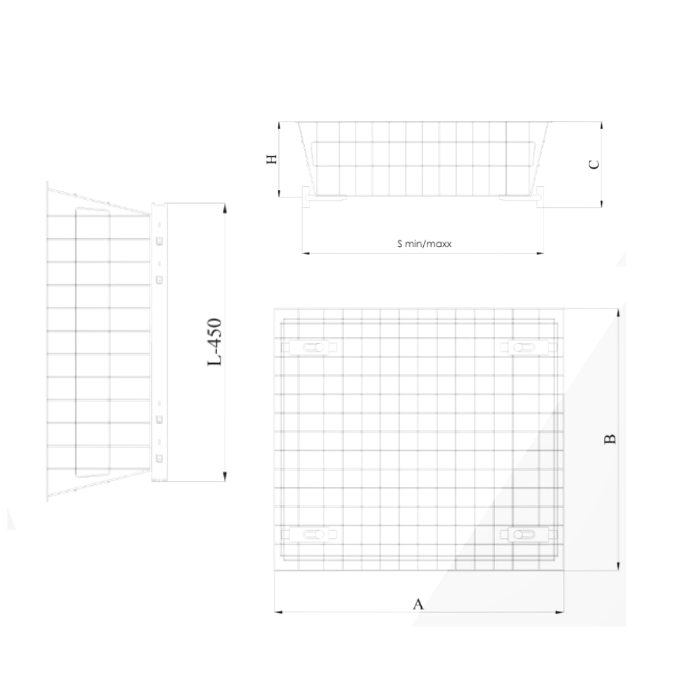 Ausziehkorb Korbschublade mit H45 Vollauszug - Chrom
