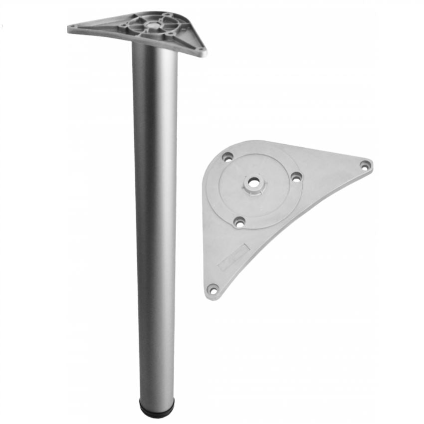 Tischbein 1100mm + ZnAl Montageplatte - Aluminium NTP Aluminium 