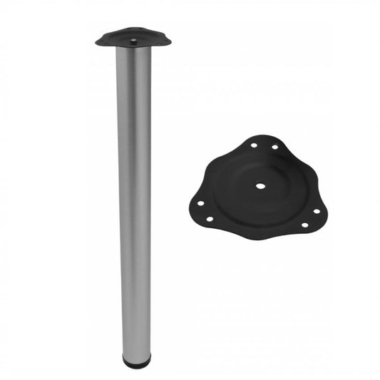 Tischbein 710mm + Stahl Montageplatte - Aluminium NTP Aluminium 